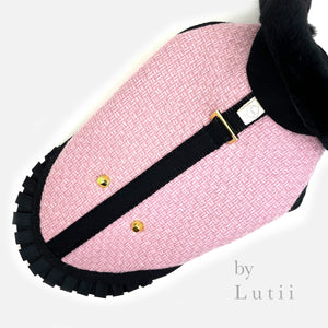 "Coco"-100% Wool dog coat w/real shearling collar - small dog harness, small dog carrier by Lutii pet design
