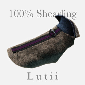 "Derby"-100% shearling handmade winter dog coat - small dog harness, small dog carrier by Lutii pet design