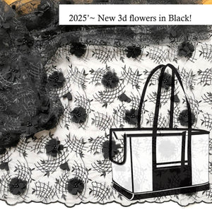 dog carrier, non-overheating, spring/summer lightweight 3D flowered pet tote "BLACK DALIA"