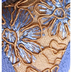 "LUCAS LACE"-Dog carrier-Blue/Bronze corded lace tote. SPECIAL SAMPLE PRICE.