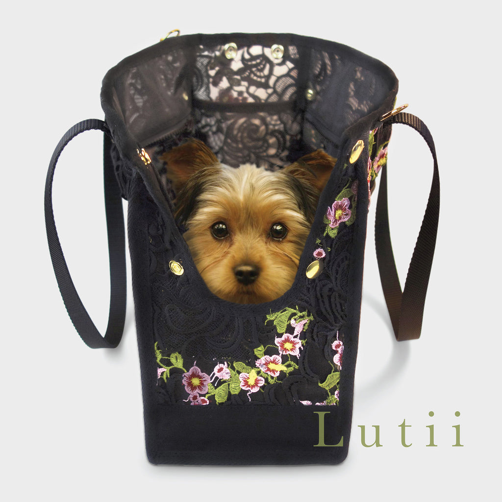 best_small_dog_pet_carrier_black_lace_Lutii_doggie_face_in_bag11.6x6
