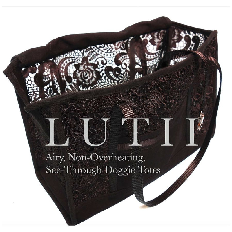 dog carrier, non-overheating, spring/summer lightweight lace pet tote "Black Beauty" - small dog harness, small dog carrier by Lutii pet design