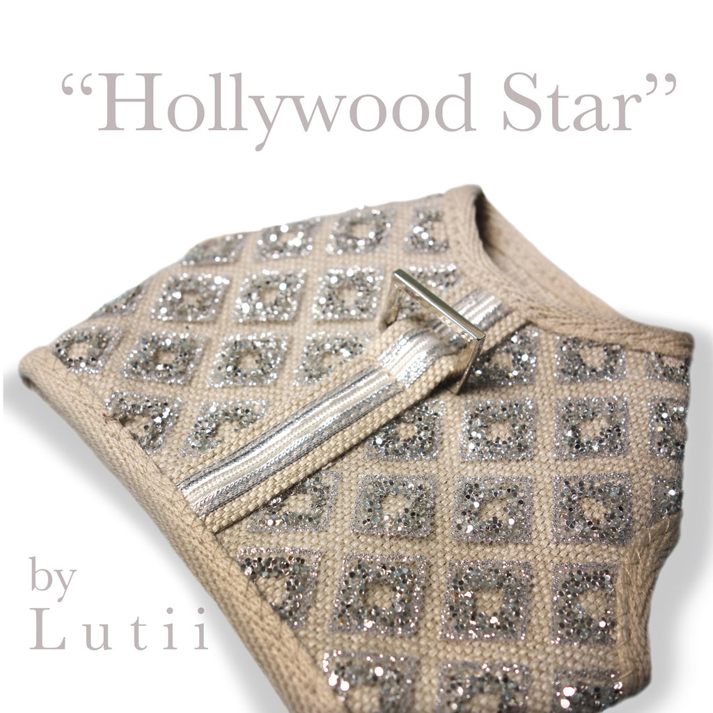 "Hollywood Star"-handmade adjustable glitter dog harness - small dog harness, dog_clothing_small dog carrier by Lutii pet design