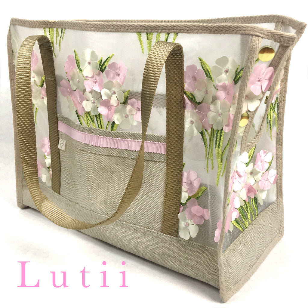 "Pink Poppies"-Dog carrier, airy, non-overheating, lightweight pink tote. - small dog harness, small dog carrier by Lutii pet design