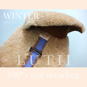 "Natural Colorado"-100% shearling handmade natural winter dog coat - small dog harness, small dog carrier by Lutii pet design