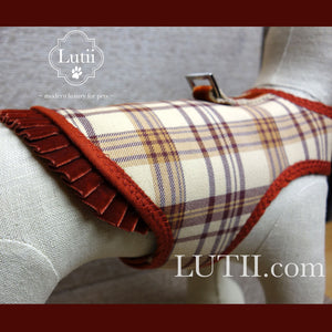 "Plaid Please"-100% wool handmade winter dog coat - small dog harness, small dog carrier by Lutii pet design