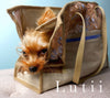 "LUCAS LACE"-Dog carrier, airy, non-overheating, lightweight bronze lace tote. - small dog harness, small dog carrier by Lutii pet design