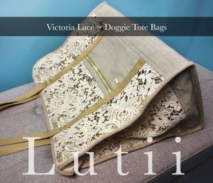"VICTORIA"-Dog carrier, airy, non-overheating, lightweight cream lace tote. - small dog harness, small dog carrier by Lutii pet design