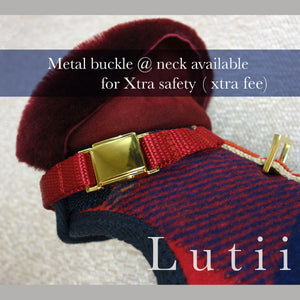 "SCOTTY"-All 100% wool w/real shearling handmade winter dog coat - small dog harness, small dog carrier by Lutii pet design