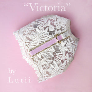 "Cream/pink Victoria"-handmade adjustable lace dog harness - small dog harness, dog_clothing_small dog carrier by Lutii pet design