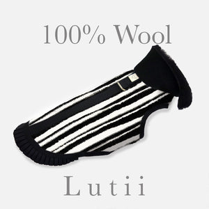 "Italian Waves"-Wool/blend w/real shearling handmade winter dog coat - small dog harness, small dog carrier by Lutii pet design